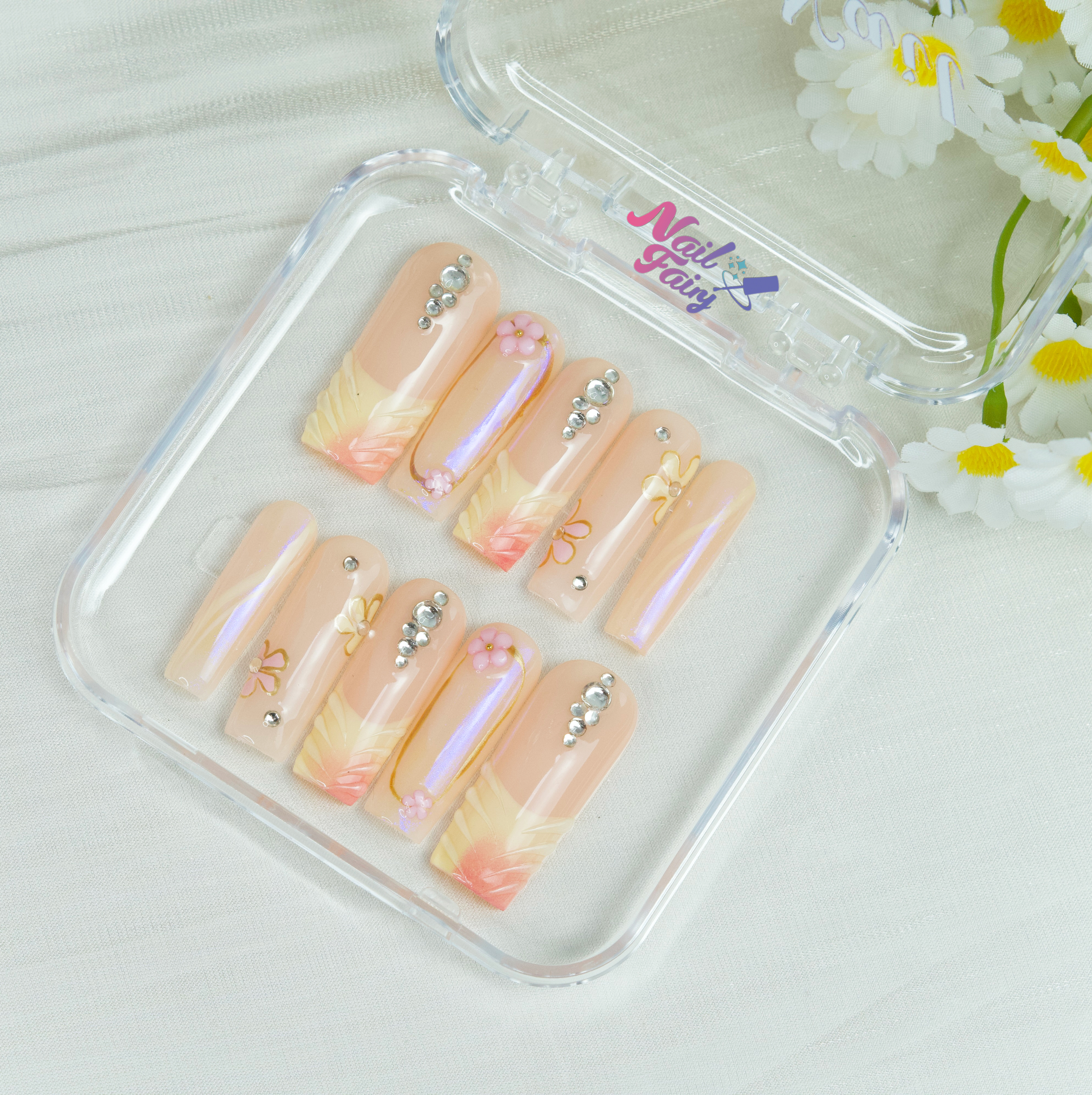 Sakura Pink 3D Floral Press-On Nails – Spring Romantic Style