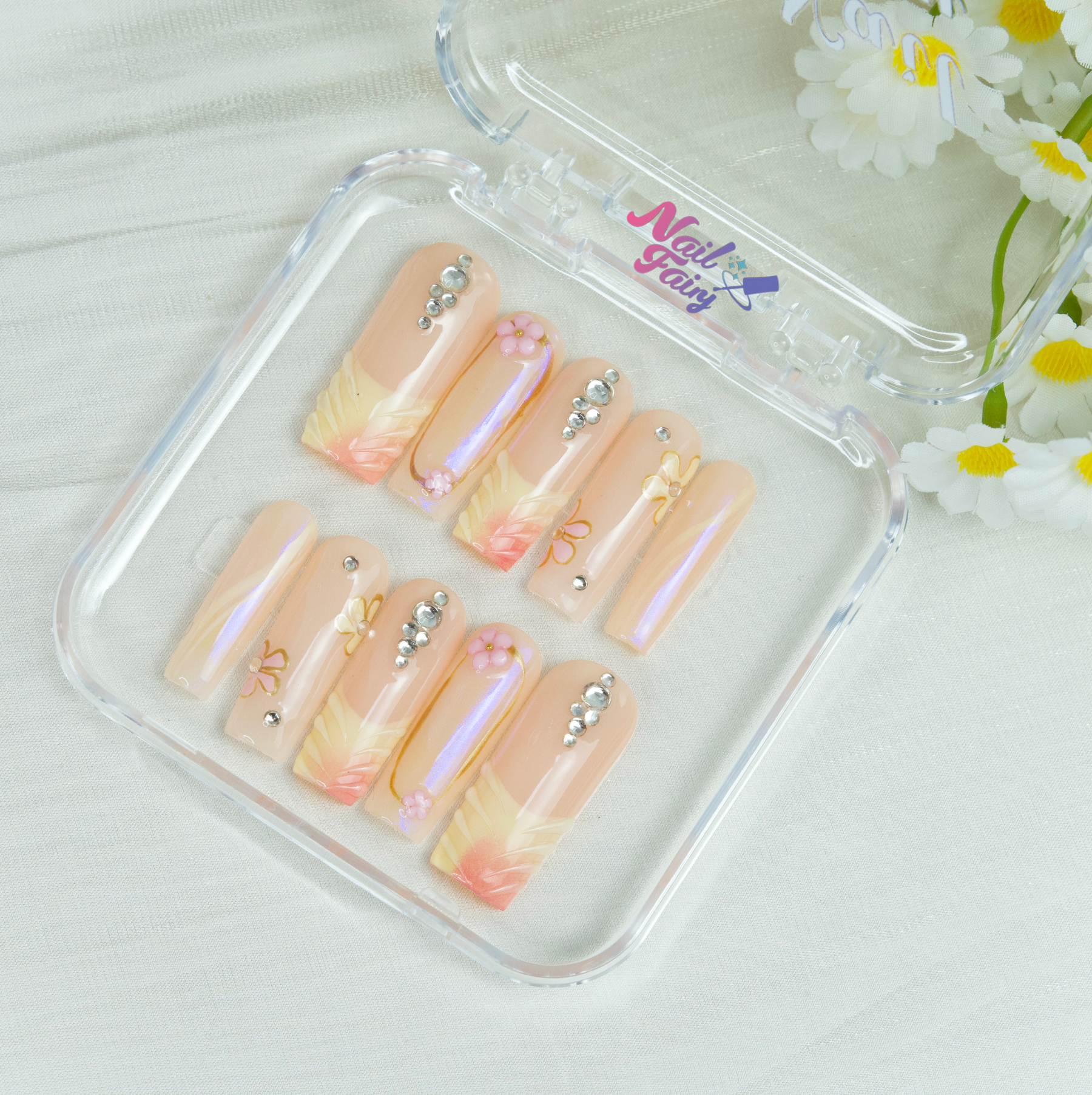 Sakura Pink 3D Floral Press-On Nails – Spring Romantic Style