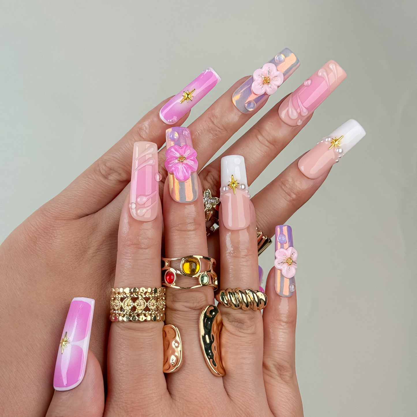 NPress on Nail- Nailfairy Adorable Hand - Made Press - On Nails: Pink 