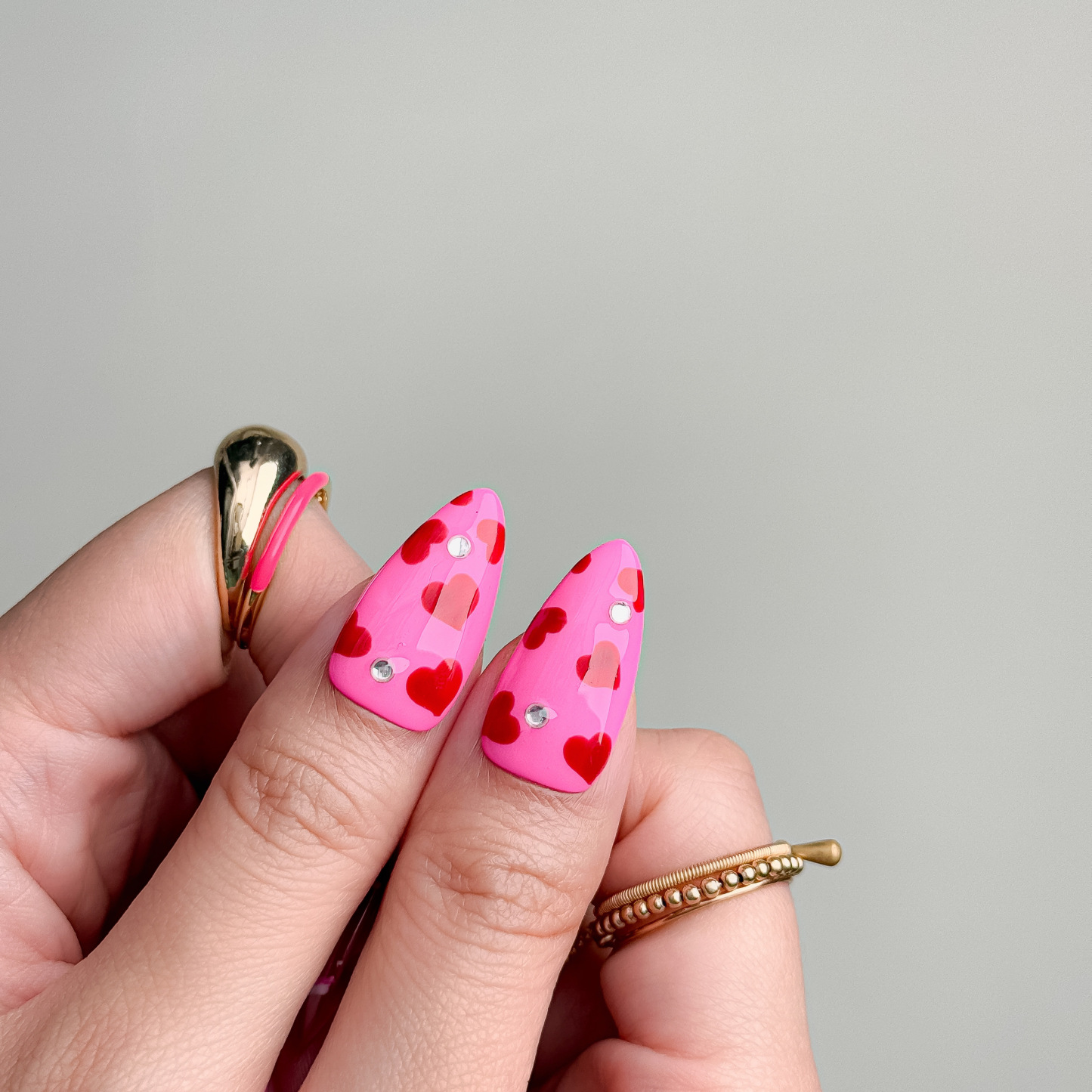 Handmade Press-On Nails – Nailfairy Sweet Pink with Heart & Bow Design – Custom-Made, Reusable with Free Application Kit Included