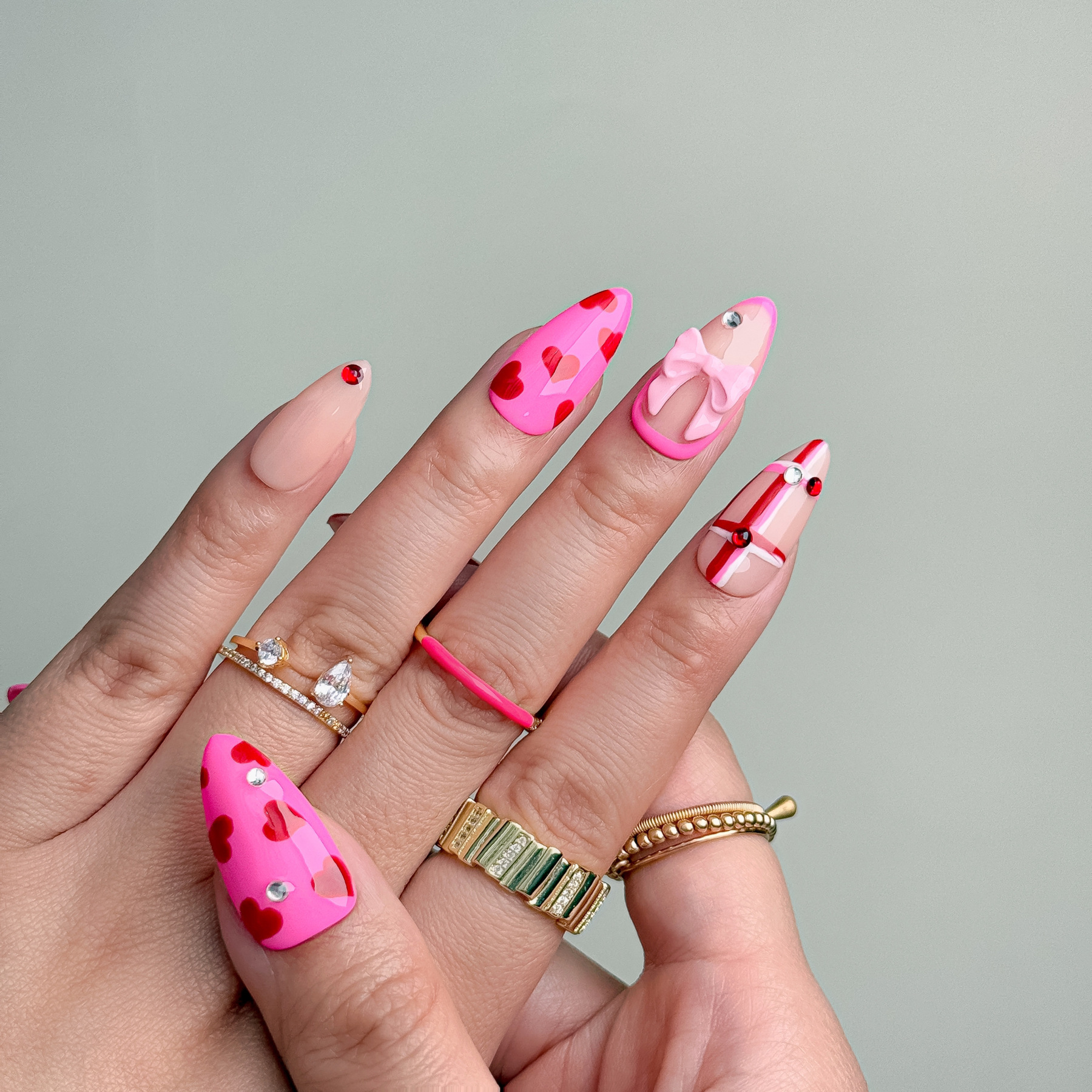 Handmade Press-On Nails – Nailfairy Sweet Pink with Heart & Bow Design – Custom-Made, Reusable with Free Application Kit Included