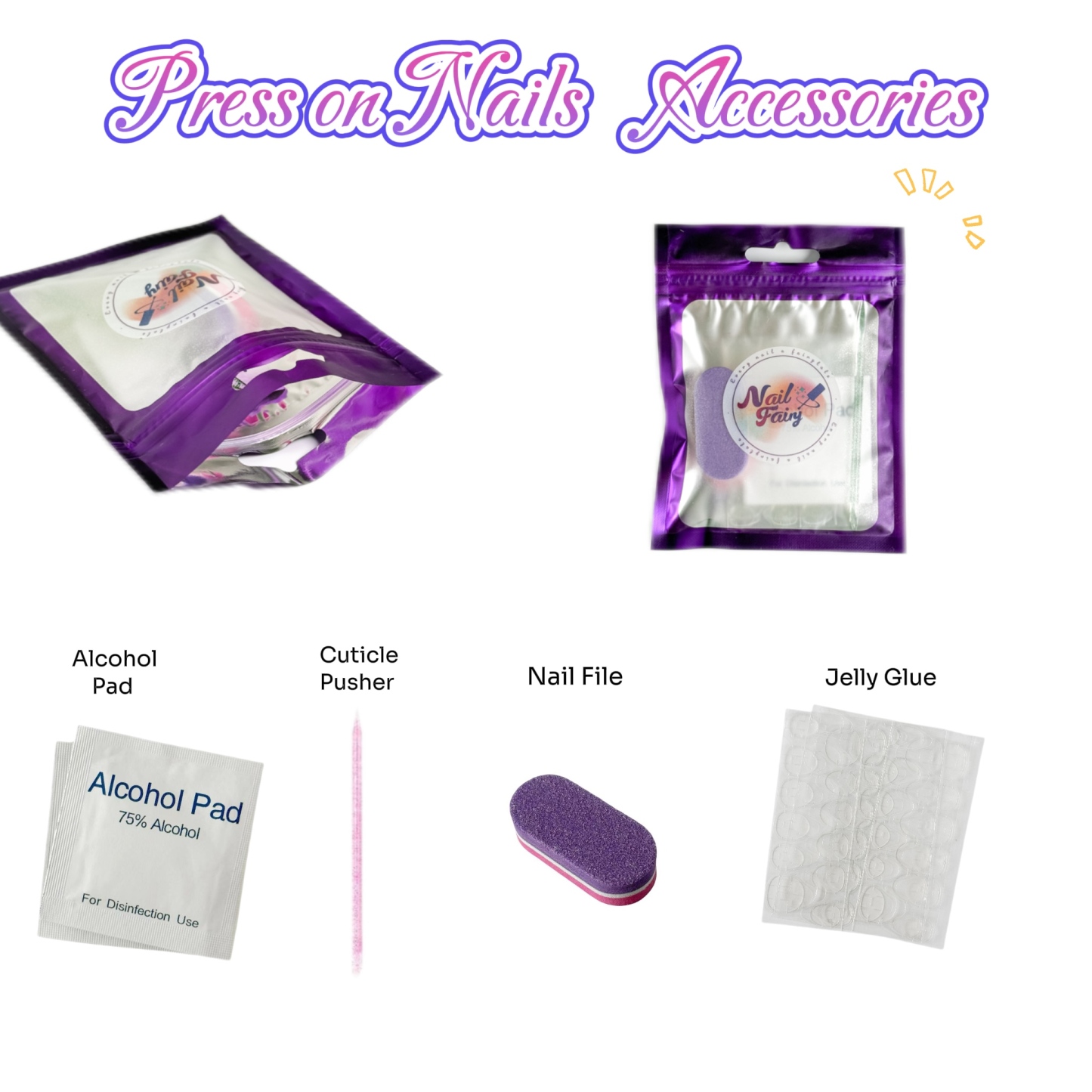 Nail Fairy Handmade Press on Nail- Nailfairy Adorable Hand - Made Press - On Nails: Lavender Floral Nail 