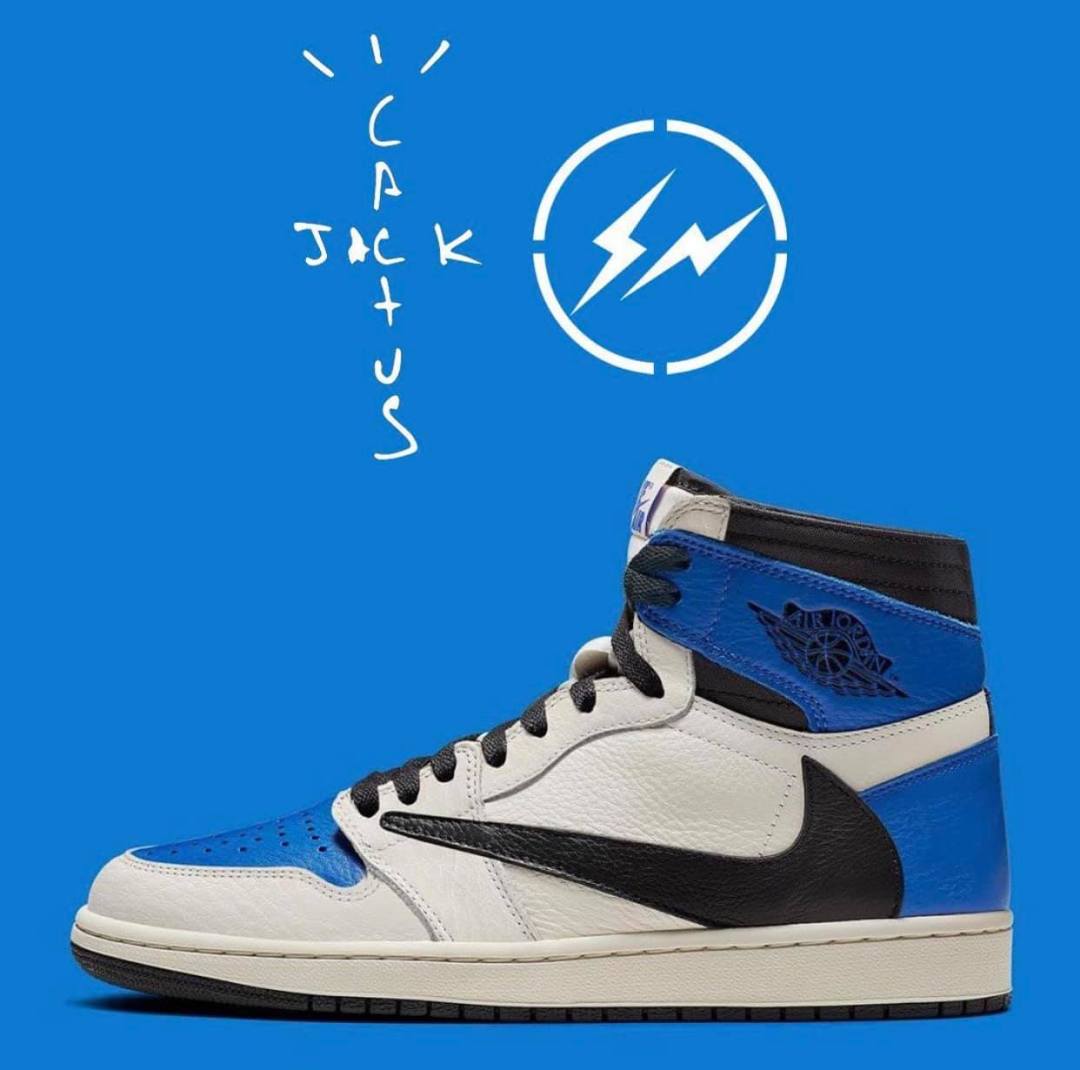 [Free shipping] [Cash on delivery] FRAGMENT X TRAVIS SCOTT X AIR JORDAN 1 "MILITARY BLUE" [Genuine]