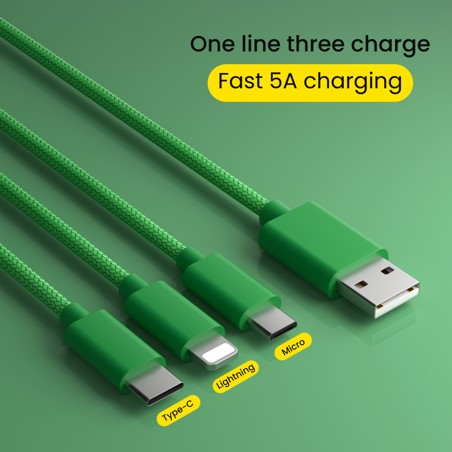 UFK 3-in-1 USB A to 3 Type Cable