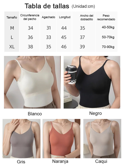 Camisola con escote en V, relleno de sujetador y espalda en U grande