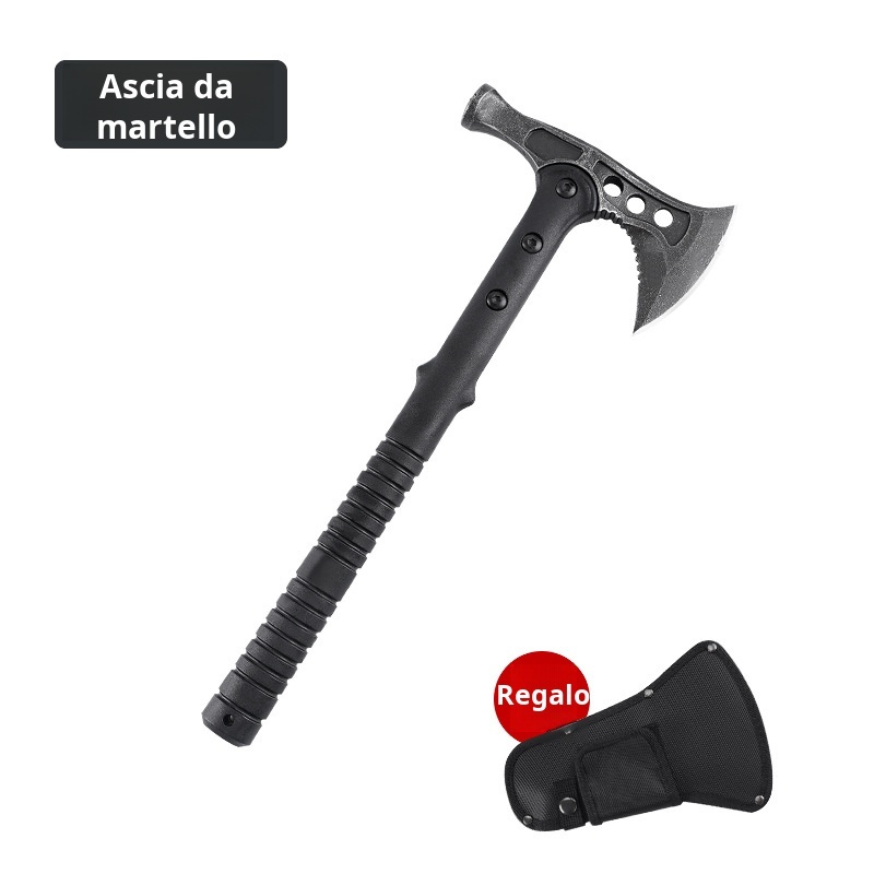 Hacha táctica multifuncional, cuchillo de hacha de montaña, arma de supervivencia de autodefensa al