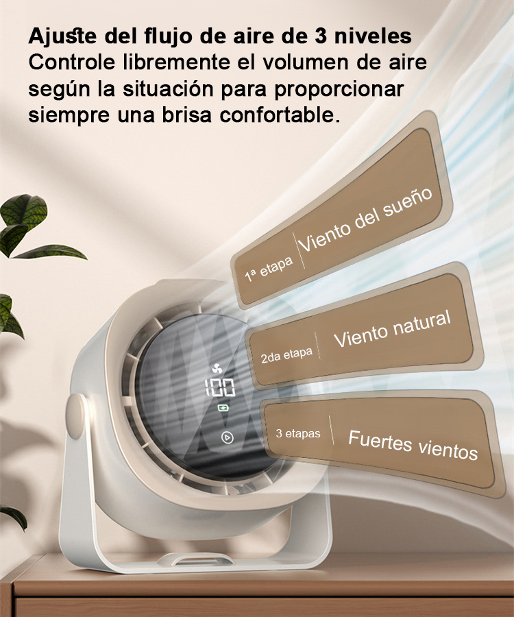 Ventilador de escritorio con refrigeración y larga duración de batería