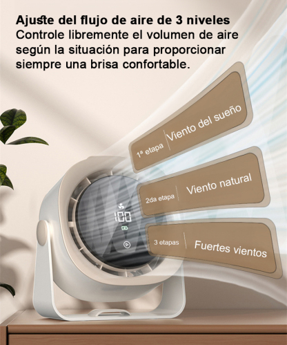Ventilador de escritorio con refrigeración y larga duración de batería