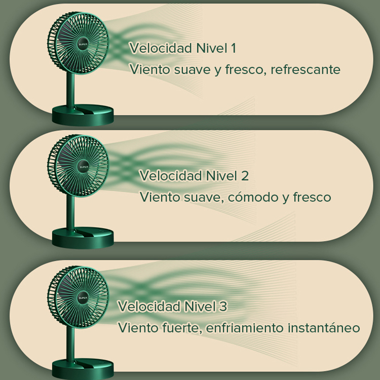 Ventilador de Escritorio Telescópico Plegable Recargable por USB