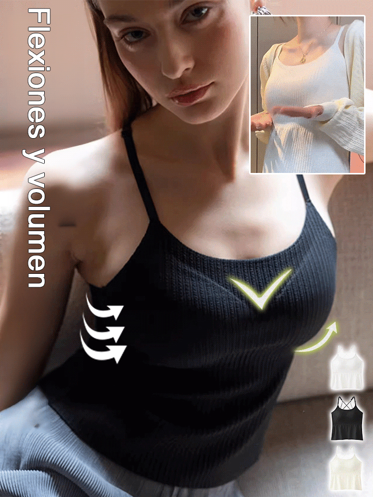 【Cubrir el abdomen y adelgazar】Camiseta con almohadilla para el pecho que no se desplaza.