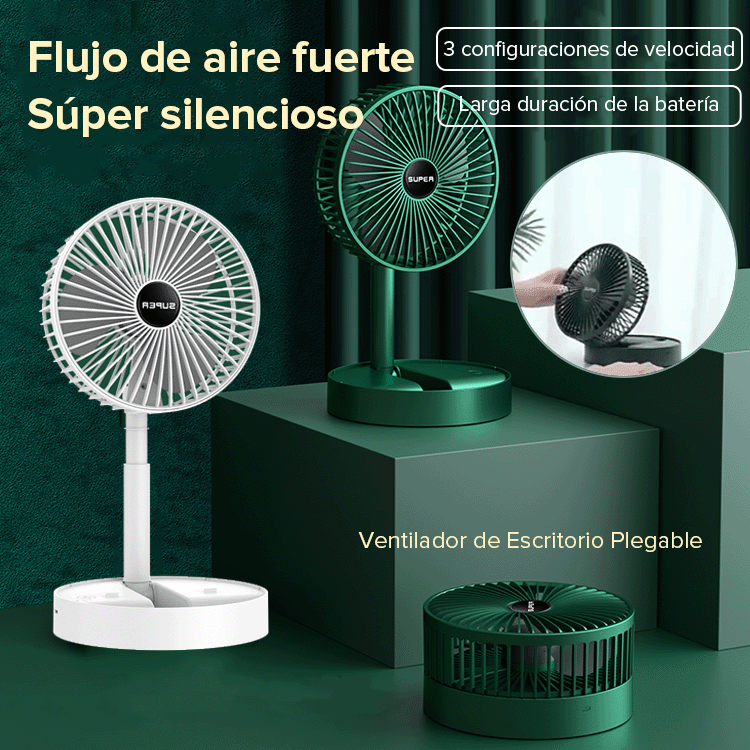 Ventilador de Escritorio Telescópico Plegable Recargable por USB