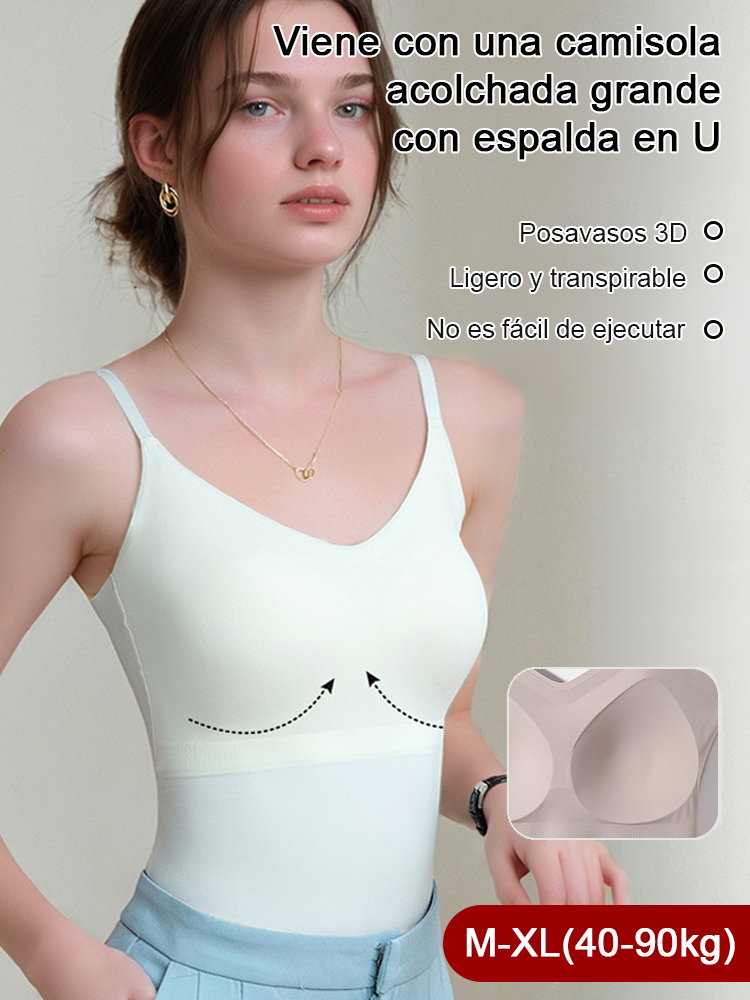Camisola con escote en V, relleno de sujetador y espalda en U grande