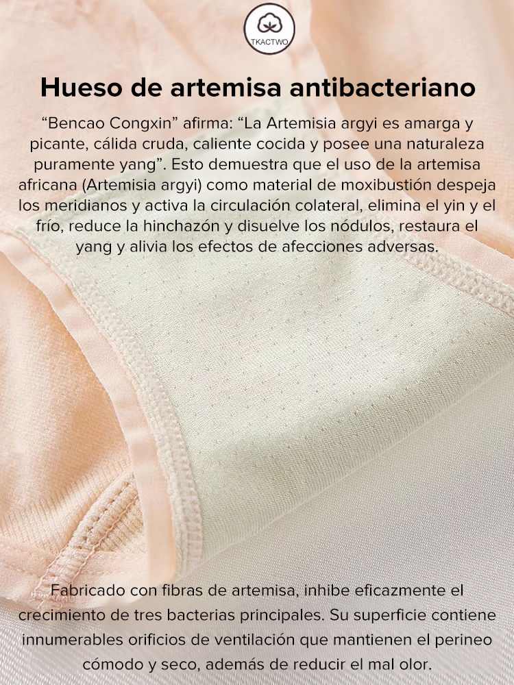 Bragas antibacterianas de artemisa con cintura alta, control de abdomen y levantamiento de glúteos