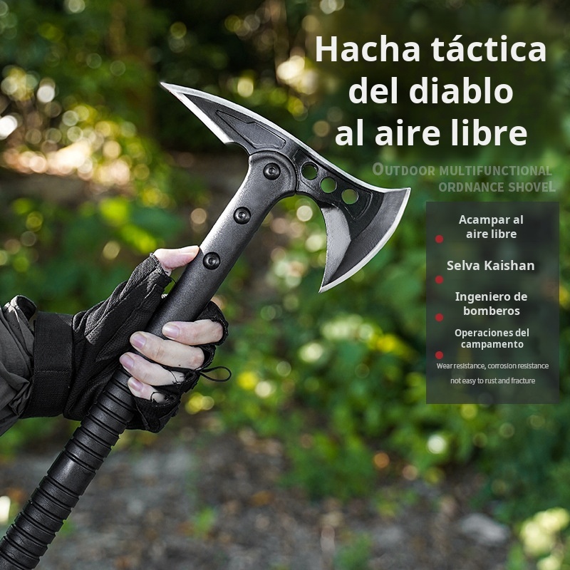 Hacha táctica multifuncional, cuchillo de hacha de montaña, arma de supervivencia de autodefensa al