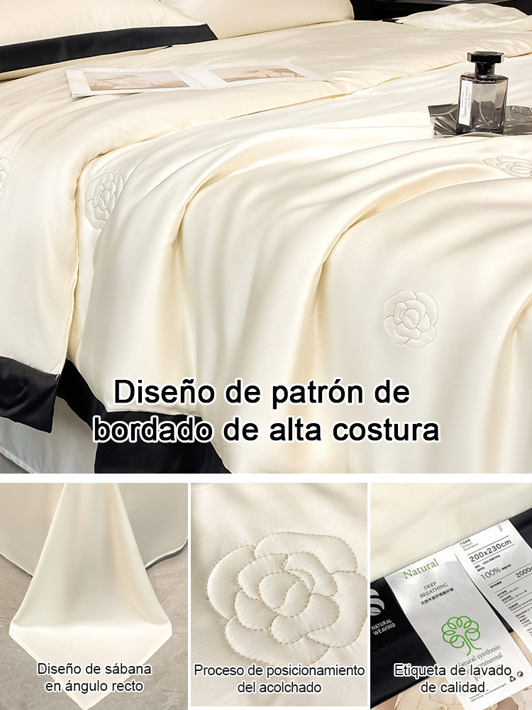 Manta de seda fresca y transpirable con bordados para un verano refrescante