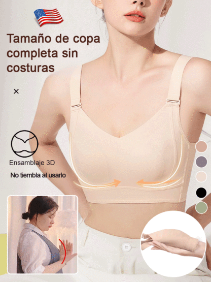 [Los pechos grandes se ven más pequeños] Sujetador sin costuras y agradable para la piel.