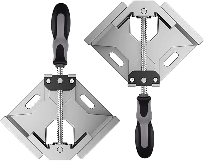 Abrazadera De Ángulo Recto 90 Grados, 2 Piezas Abrazadera Ángulo Soldadura Aluminio, Ángulo Ajustable La Empuñadura Goma, Para Carpintería, Estanterías, Armarios, Marcos Cuadros