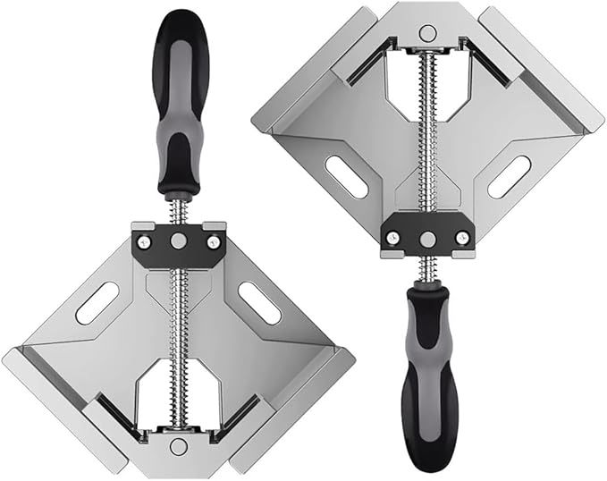 Abrazadera De Ángulo Recto 90 Grados, 2 Piezas Abrazadera Ángulo Soldadura Aluminio, Ángulo Ajustable La Empuñadura Goma, Para Carpintería, Estanterías, Armarios, Marcos Cuadros