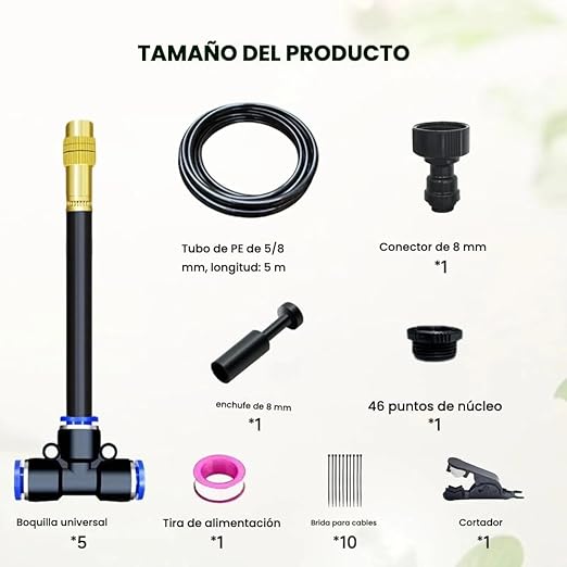Sistema Automático de Riego para Jardín en Arco de 360°, Kit de Sistema de Riego Goteo Mejorado, Kit de Riego DIY para Estufas, Patios, Céspedes y Camas de Jardín Elevadas (16.4 FT)