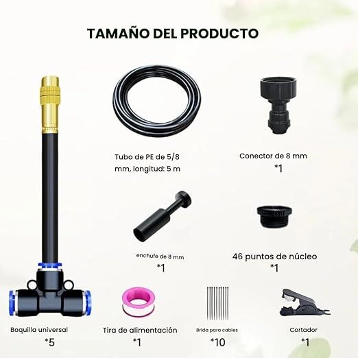Sistema Automático de Riego para Jardín en Arco de 360°, Kit de Sistema de Riego Goteo Mejorado, Kit de Riego DIY para Estufas, Patios, Céspedes y Camas de Jardín Elevadas (16.4 FT)