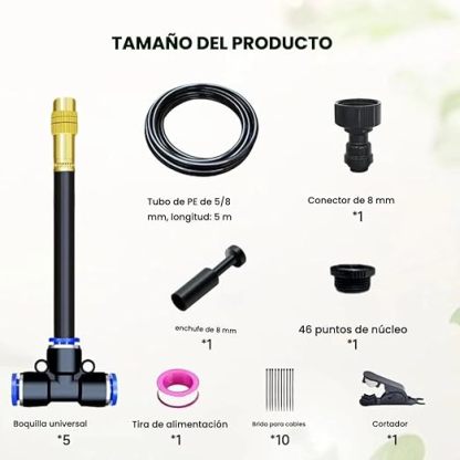 Sistema Automático de Riego para Jardín en Arco de 360°, Kit de Sistema de Riego Goteo Mejorado, Kit de Riego DIY para Estufas, Patios, Céspedes y Camas de Jardín Elevadas (16.4 FT)