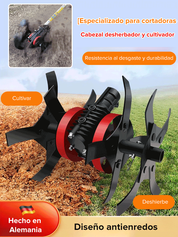 【Para cortacésped】Rueda universal para aflojar la tierra y desherbar