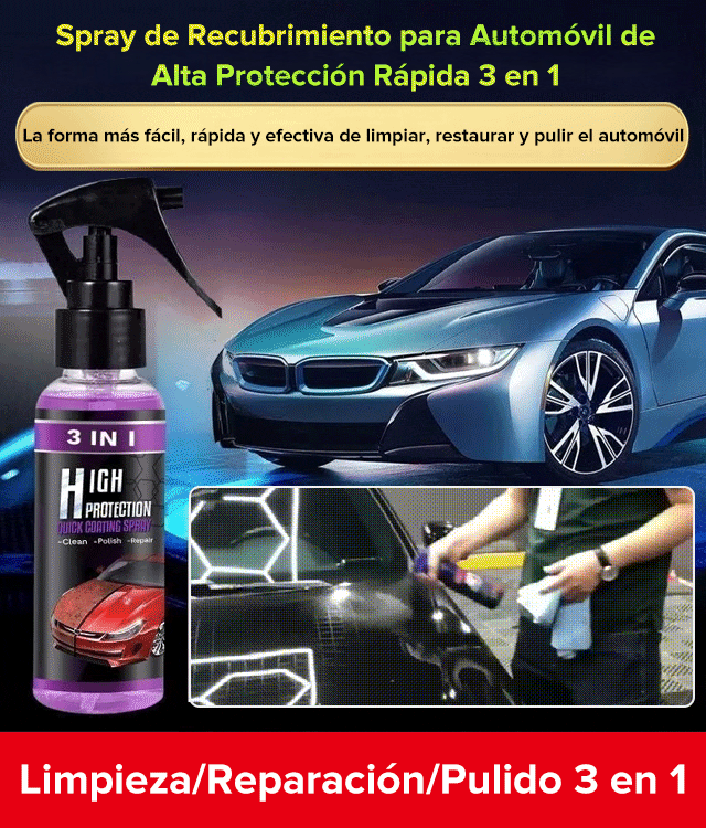 Spray de Recubrimiento para Automóvil de Alta Protección Rápida 3 en 1