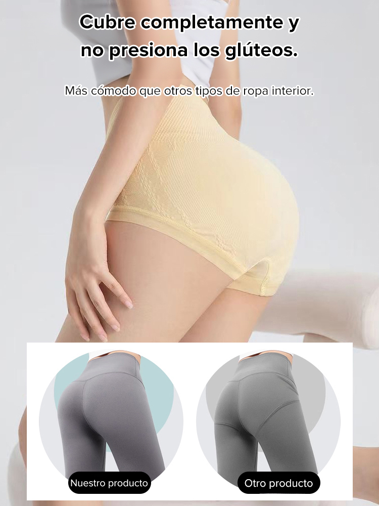 Bragas antibacterianas de artemisa con cintura alta, control de abdomen y levantamiento de glúteos