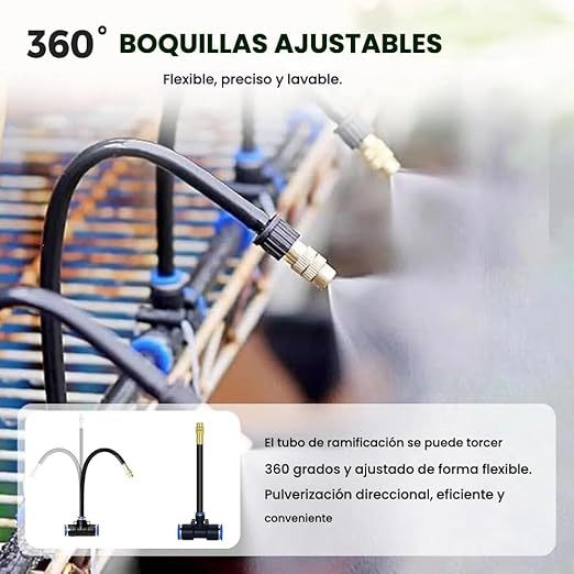 Sistema Automático de Riego para Jardín en Arco de 360°, Kit de Sistema de Riego Goteo Mejorado, Kit de Riego DIY para Estufas, Patios, Céspedes y Camas de Jardín Elevadas (16.4 FT)