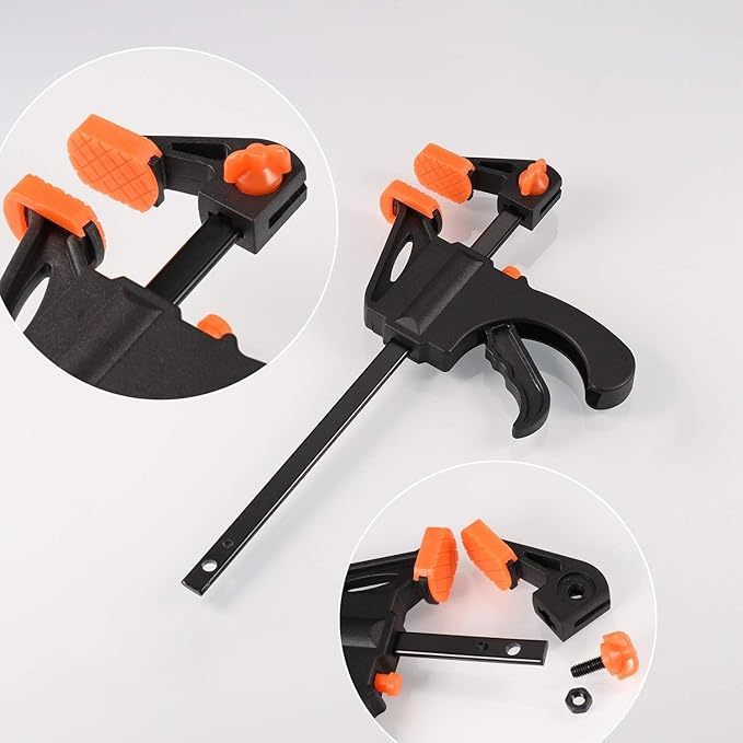 6 Pcs Abrazadera de Carpintería, F Barra de Madera Herramienta, 4 Pulgadas Abrazaderas, Herramientas para Carpintería para Madera Abrazadera de Barra F, para Carpintería, Proyectos Diy (Negro)