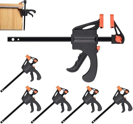 6 Pcs Abrazadera de Carpintería, F Barra de Madera Herramienta, 4 Pulgadas Abrazaderas, Herramientas para Carpintería para Madera Abrazadera de Barra F, para Carpintería, Proyectos Diy (Negro)