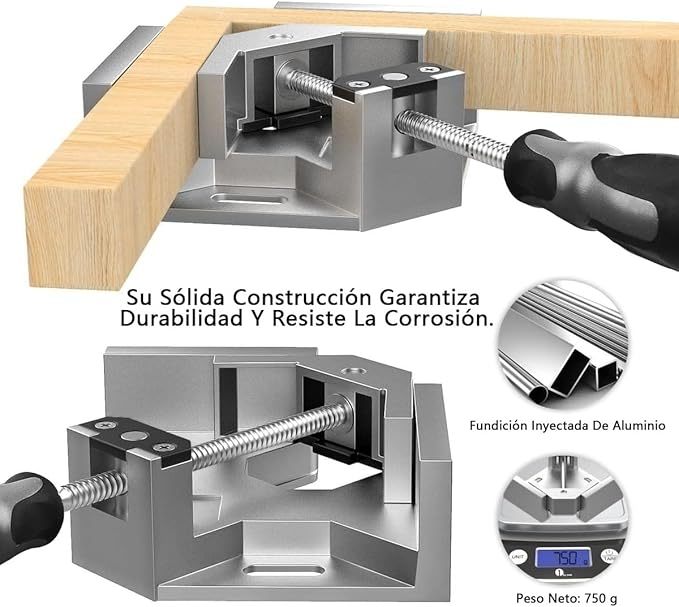 Abrazadera De Ángulo Recto 90 Grados, 2 Piezas Abrazadera Ángulo Soldadura Aluminio, Ángulo Ajustable La Empuñadura Goma, Para Carpintería, Estanterías, Armarios, Marcos Cuadros