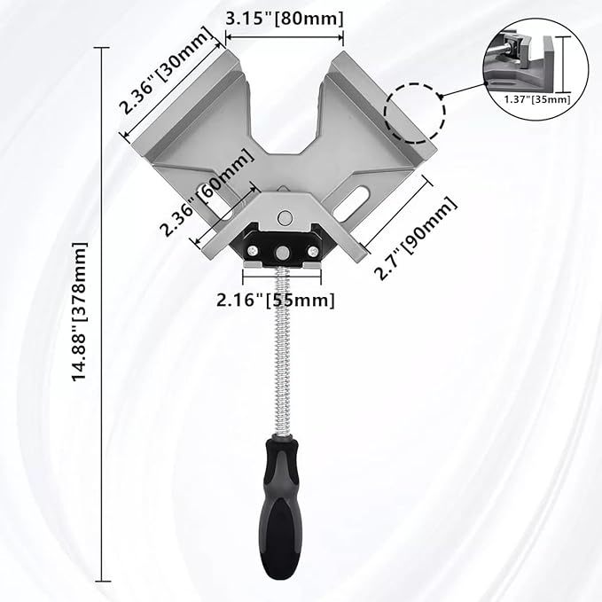 Abrazadera De Ángulo Recto 90 Grados, 2 Piezas Abrazadera Ángulo Soldadura Aluminio, Ángulo Ajustable La Empuñadura Goma, Para Carpintería, Estanterías, Armarios, Marcos Cuadros