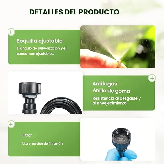 Sistema Automático de Riego para Jardín en Arco de 360°, Kit de Sistema de Riego Goteo Mejorado, Kit de Riego DIY para Estufas, Patios, Céspedes y Camas de Jardín Elevadas (16.4 FT)