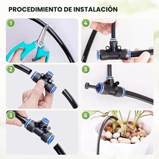 Sistema Automático de Riego para Jardín en Arco de 360°, Kit de Sistema de Riego Goteo Mejorado, Kit de Riego DIY para Estufas, Patios, Céspedes y Camas de Jardín Elevadas (16.4 FT)