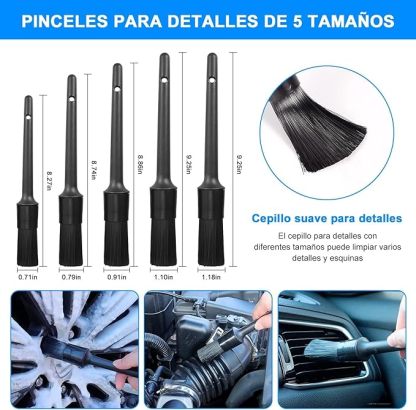 Juego de 22 cepillos para Limpieza Detalles de Coche, Suministros Detallado Automotriz, Kit Limpieza Lavado Auto para Interior, Exterior, Brecha Cuero, Consolas, Brecha