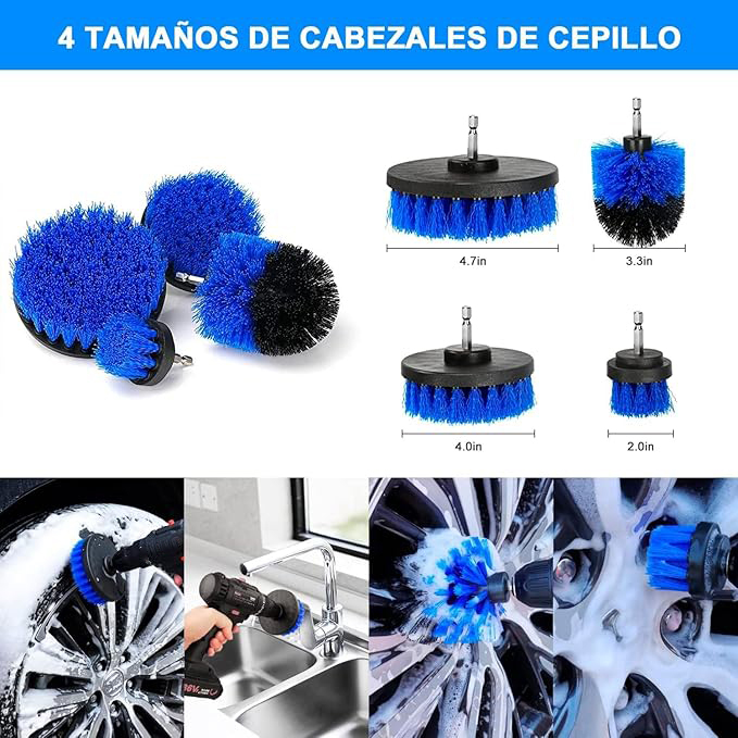 Juego de 22 cepillos para Limpieza Detalles de Coche, Suministros Detallado Automotriz, Kit Limpieza Lavado Auto para Interior, Exterior, Brecha Cuero, Consolas, Brecha