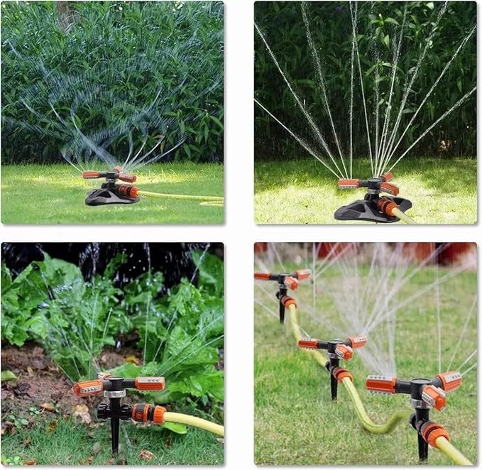 Aspersores de Riego Jardin, Aspersor de Césped,Sprinkler Automático Giratorio de 360 °, Sistema de Riego de Manguera De Jardín Para Patio/Boquillas De Pulverización De Ángulo Integradas De 36 Unidades