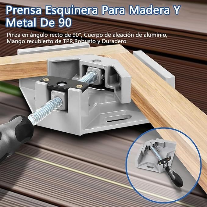 Abrazadera De Ángulo Recto 90 Grados, 2 Piezas Abrazadera Ángulo Soldadura Aluminio, Ángulo Ajustable La Empuñadura Goma, Para Carpintería, Estanterías, Armarios, Marcos Cuadros
