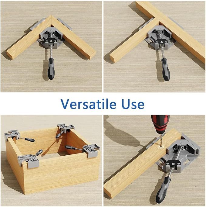 Abrazadera De Ángulo Recto 90 Grados, 2 Piezas Abrazadera Ángulo Soldadura Aluminio, Ángulo Ajustable La Empuñadura Goma, Para Carpintería, Estanterías, Armarios, Marcos Cuadros