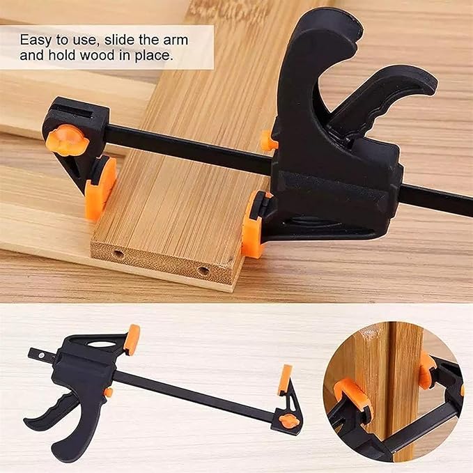 6 Pcs Abrazadera de Carpintería, F Barra de Madera Herramienta, 4 Pulgadas Abrazaderas, Herramientas para Carpintería para Madera Abrazadera de Barra F, para Carpintería, Proyectos Diy (Negro)