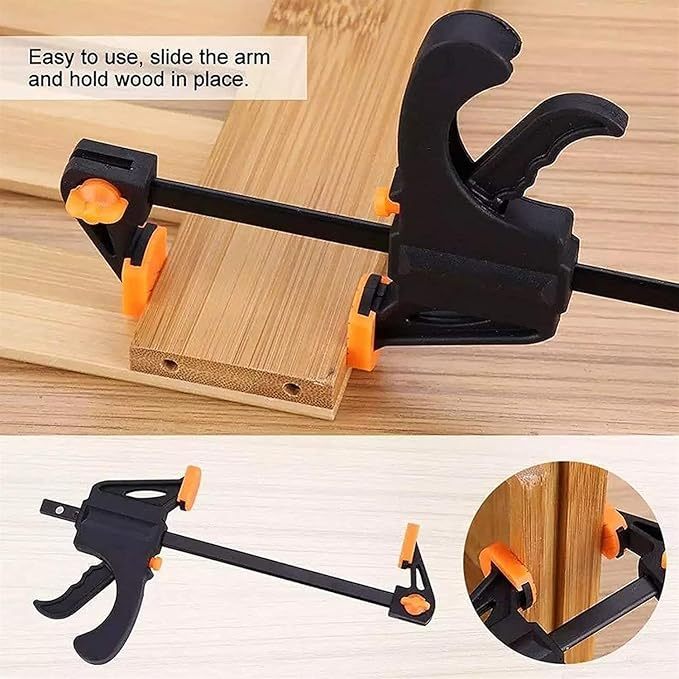 6 Pcs Abrazadera de Carpintería, F Barra de Madera Herramienta, 4 Pulgadas Abrazaderas, Herramientas para Carpintería para Madera Abrazadera de Barra F, para Carpintería, Proyectos Diy (Negro)