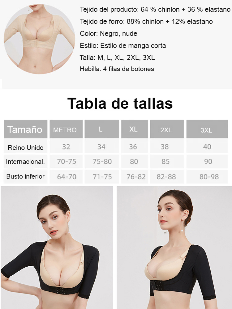 Body de manga corta con efecto push-up y moldeador de brazos con cafeína en los laterales.