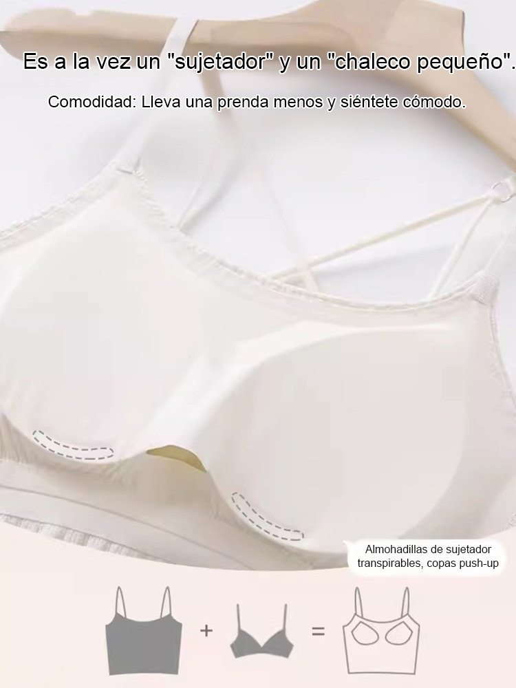 【Cubrir el abdomen y adelgazar】Camiseta con almohadilla para el pecho que no se desplaza.
