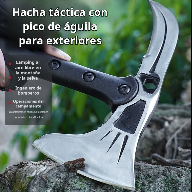 Hacha táctica multifuncional, cuchillo de hacha de montaña, arma de supervivencia de autodefensa al