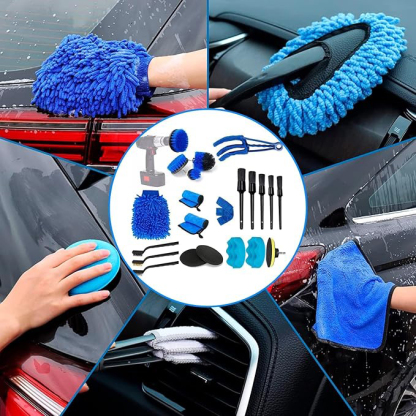Juego de 22 cepillos para Limpieza Detalles de Coche, Suministros Detallado Automotriz, Kit Limpieza Lavado Auto para Interior, Exterior, Brecha Cuero, Consolas, Brecha