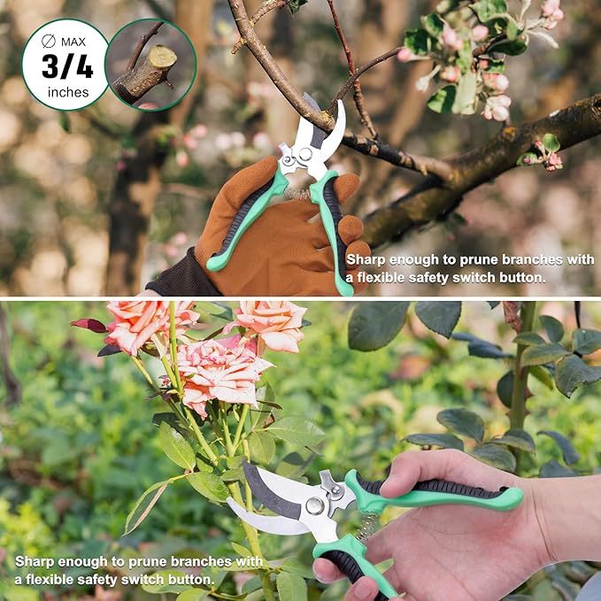 Juego de 10 herramientas de jardinería, herramientas y suministros de jardinería, kit de herramientas de jardín con guantes de bolsa, para interiores y exteriores, regalo para mujeres y hombres