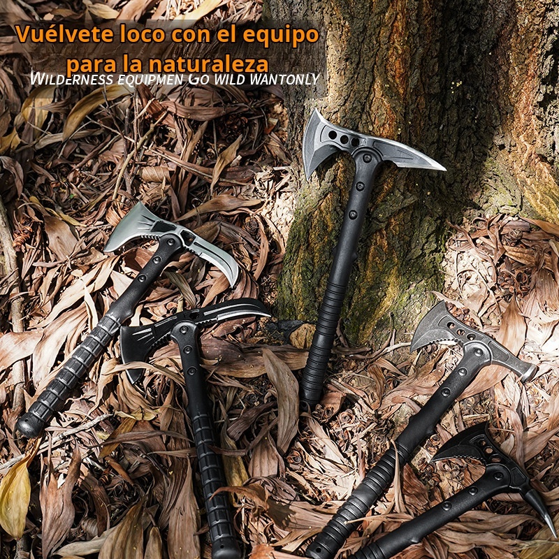 Hacha táctica multifuncional, cuchillo de hacha de montaña, arma de supervivencia de autodefensa al