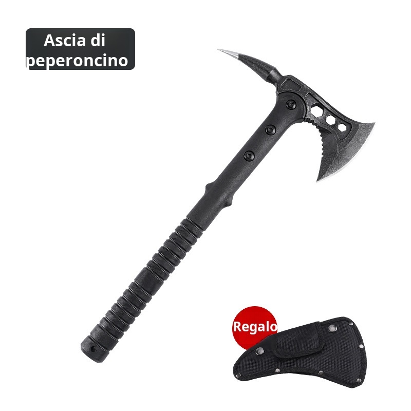 Hacha táctica multifuncional, cuchillo de hacha de montaña, arma de supervivencia de autodefensa al