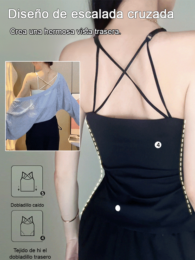 【Cubrir el abdomen y adelgazar】Camiseta con almohadilla para el pecho que no se desplaza.